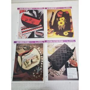 (J5) 1993 Annie's Attic Plastic Canvas Pattern Fashion Accessories Lot of 4